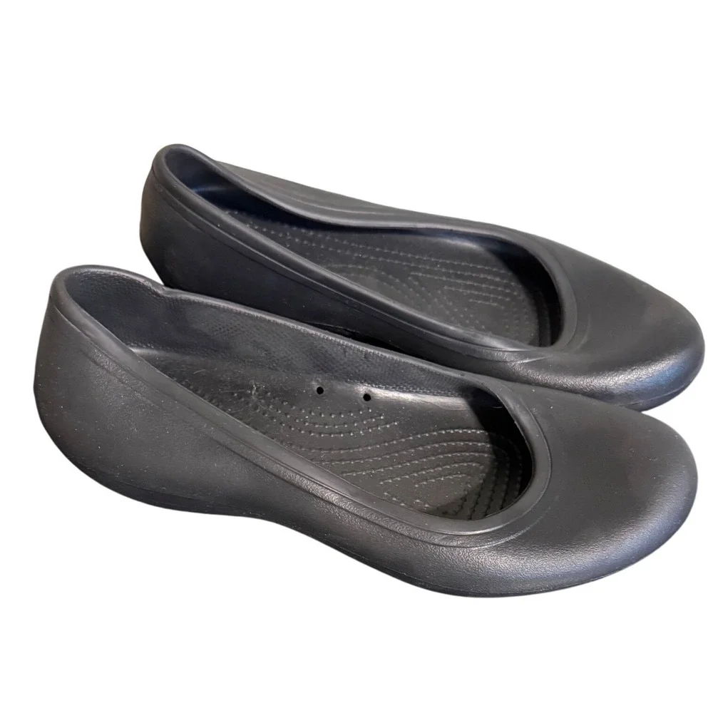 Crocs Alice Work Flat Shoes Black Slip Resistant Womens Comfort Clogs Size 7